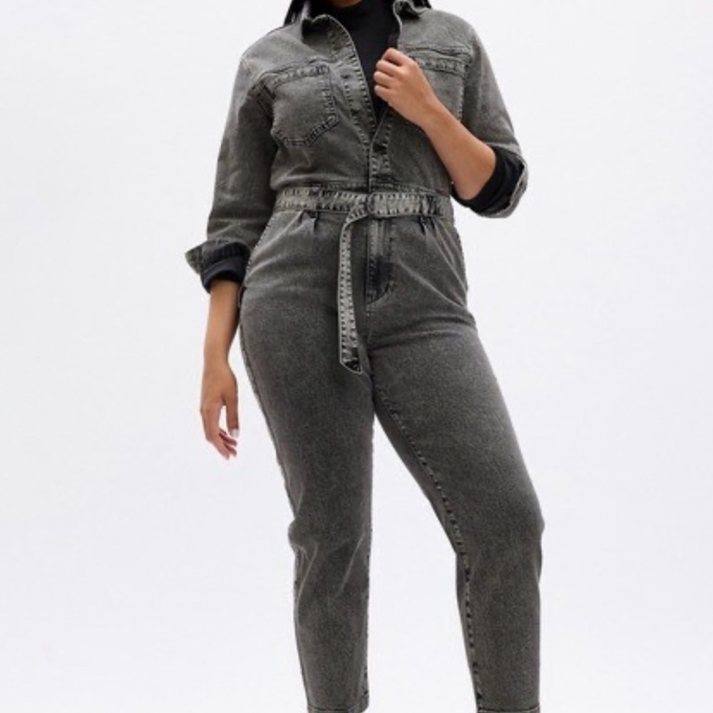 Women's Gray Denim Jumpsuit